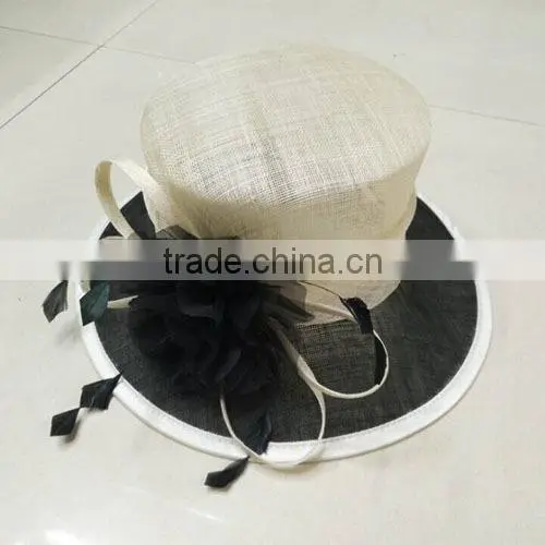 Kentucky Derby Wedding Dress Wide Brim Sinamay Flat Hat Small Order photo-3