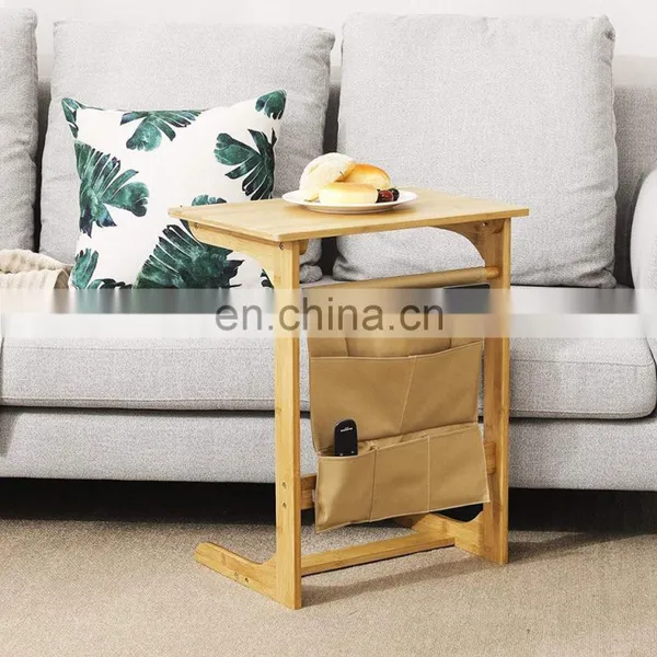 Modern Bamboo Laptop Table Bedside Laptop Table With Storage Bag photo-4