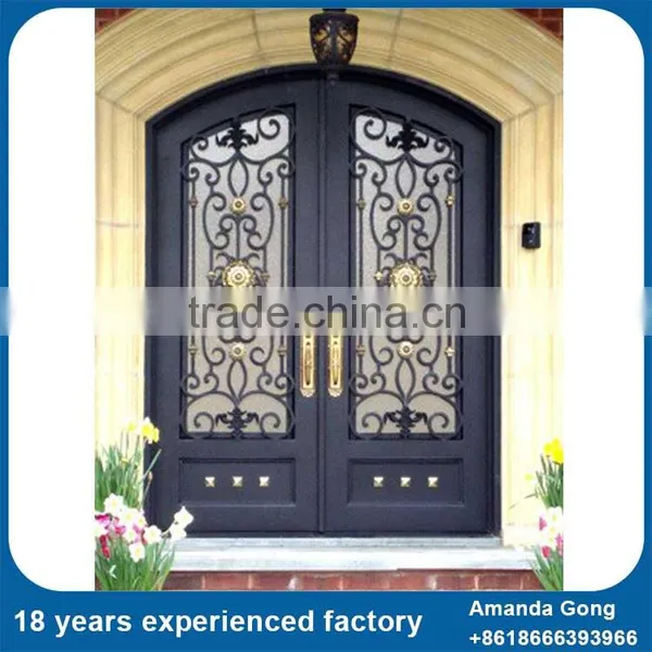 Wrought Iron Arch Top Double Entry Door photo-4