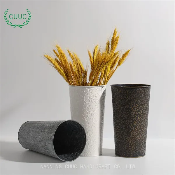 Galvanized Metal Vases Flower Buckets Bulk Farmhouse French Flowers Bucket Metal Bucket Decor for Home Decor and Wedding Table Centerpiece Decorations photo-2
