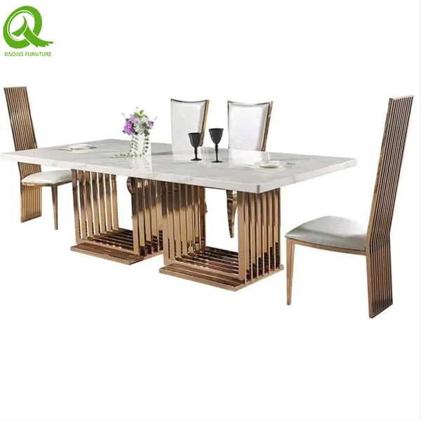 Hotel Banquet Gold Stainless Steel Triangle Wedding Dining Table for Event photo-2