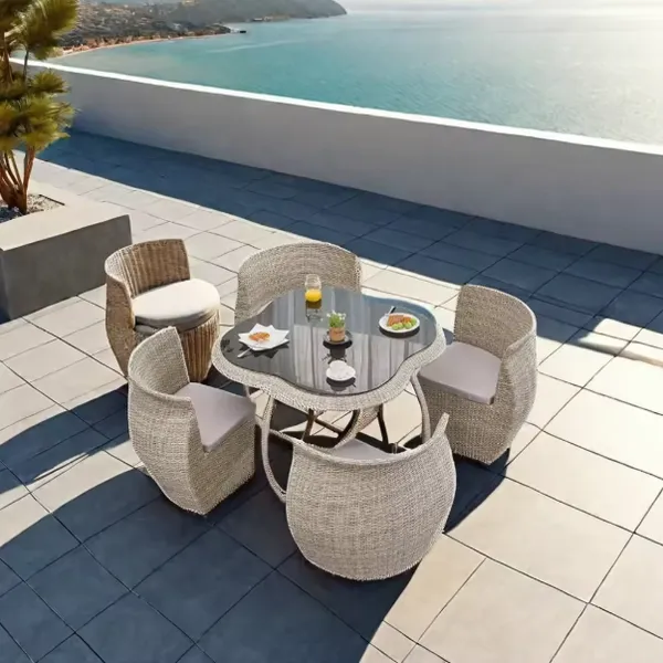 Outdoor Garden Set Rattan Luxury Dining Table Set photo-2