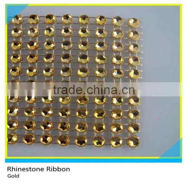 Silver Rhinestone Mesh Ribbon Plastic Round Crystal Rhinestone Mesh Roll 5 Yards 10 Rows photo-2