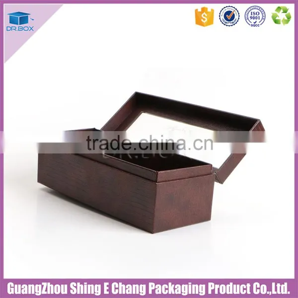 Luxury Handmade Custom Leather Paper Printed Gold Hot Stamp Logo Gift Box Packaging With Clear Lid photo-5