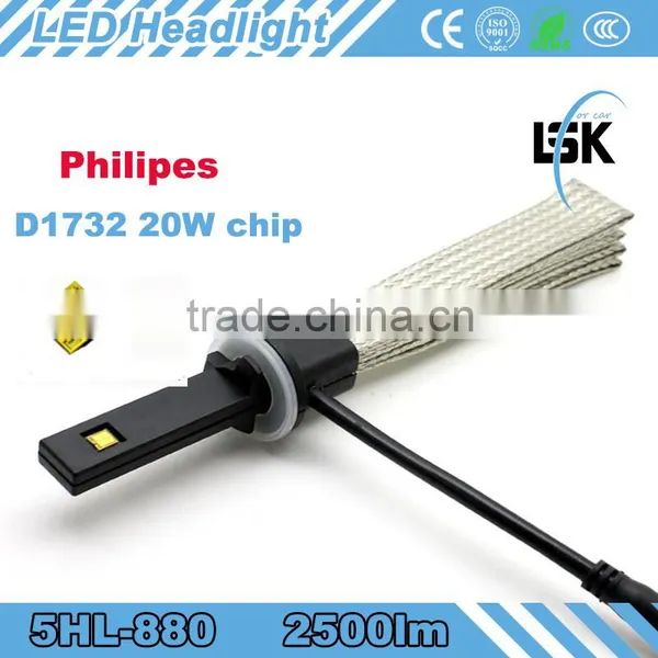 New Arrival !!! White Color 6500k 20w Single Beam 880 Car Led Headlight photo-2