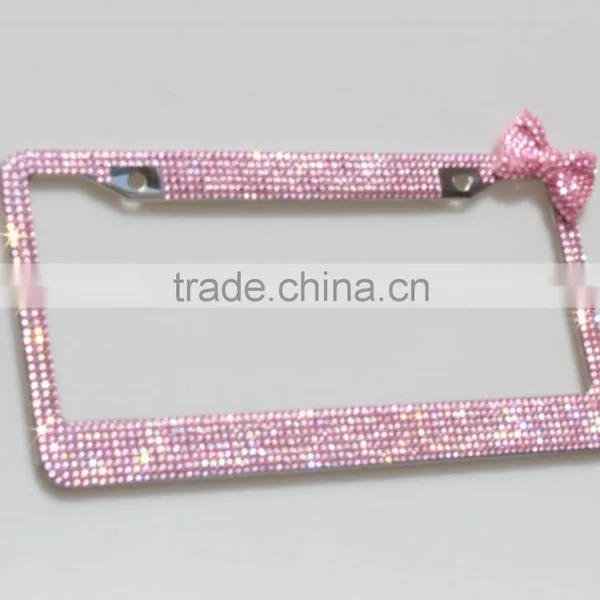 Crystal Rhinestone License Plate Frame With Custom Logo photo-3
