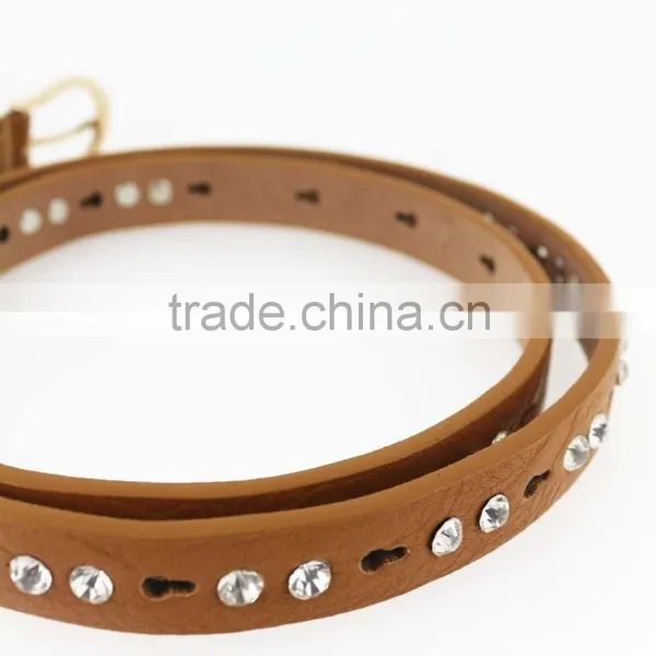 Women's Fashion pu Leather Shiny Rhinestone Belt With Shiny Gold Buckles in Yiwu photo-6