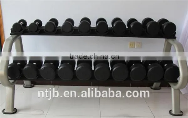 2016 Hot Sale Deluxe Whole Shaping 30kg PU Round Head Dumbbell With Stainless Steel Plating Knurled Handle photo-2