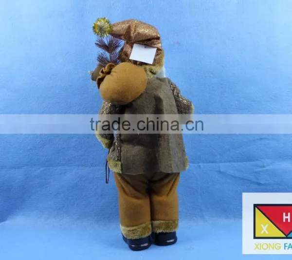 ]Natural Country Brown Standing Santa Claus Christmas Figure With Gift Bag photo-3