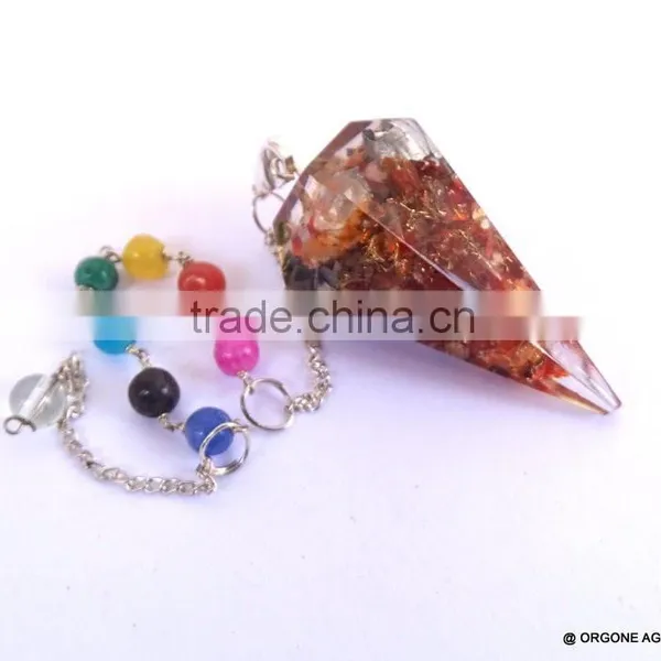 Reiki Healing Red Carnelian Orgone Pendulum With Chakra Chain photo-3