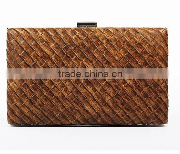 Fashion Evening Bag and Purse PU Leather Hard Case Clutch Organza Bag and Lady Handbag photo-2