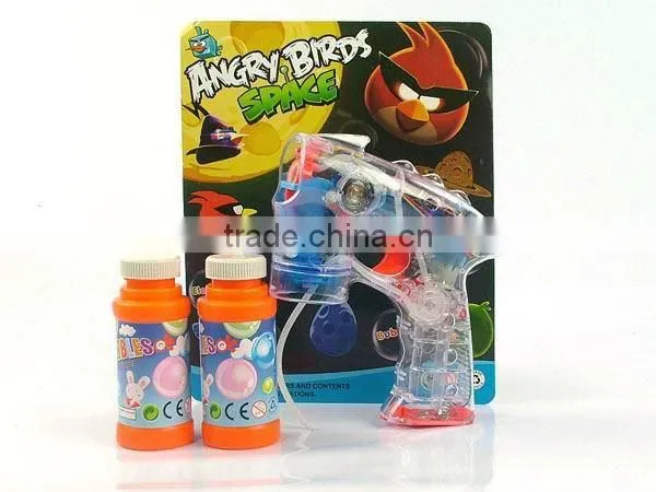 Transparent Space Cartoon Bird 4 Led Light Flashing Bubble Gun Toys With Music & 2 Bubble Liquid CB1801516