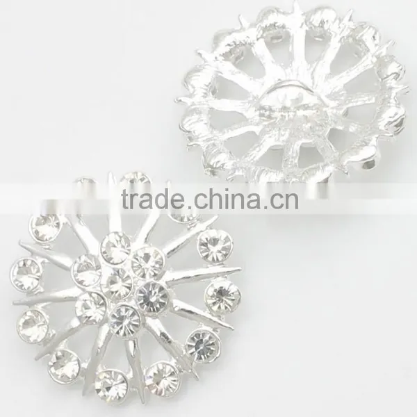 Silver Round Metal Shank Button With Rhinestones RNK1293 photo-3