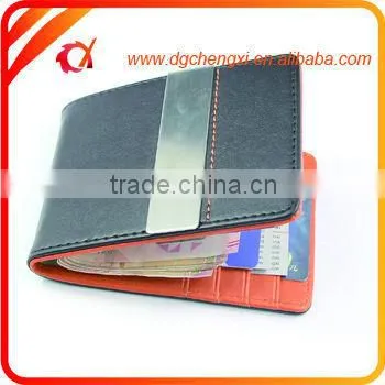Promotional Credit Card Holder PU Money Clip Functional PU Leather Stainless Steel Money Clip photo-2