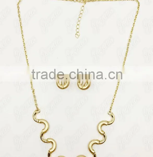 Juyuan Fashion 18K Gold Plated Pendant&Earring Semi-gloss Set