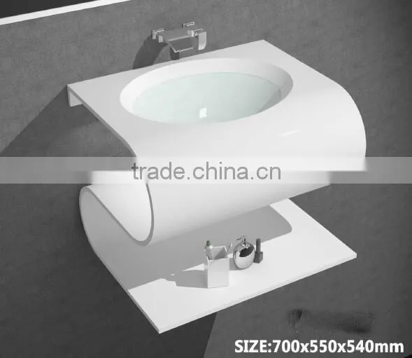 Solid Surface Freestanding Wash Hand Basin With Tap , Stone Resin Wash Basin, Wall Hung Wash Basin photo-4
