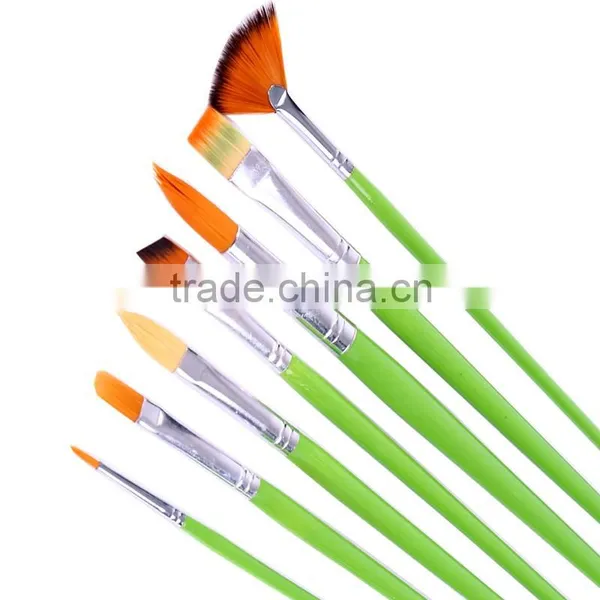 Small Wholesale Premium Green Handle Face Paint Brush, 7 Pcs Artist Nylon Face Painting Brush Set photo-5
