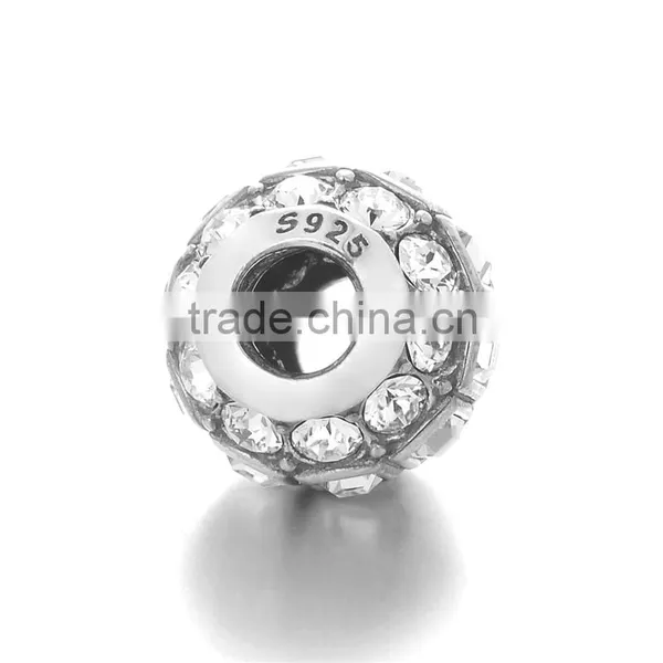 X246 European Style Crystal Ball Charms Bead 925 Sterling Silver photo-2