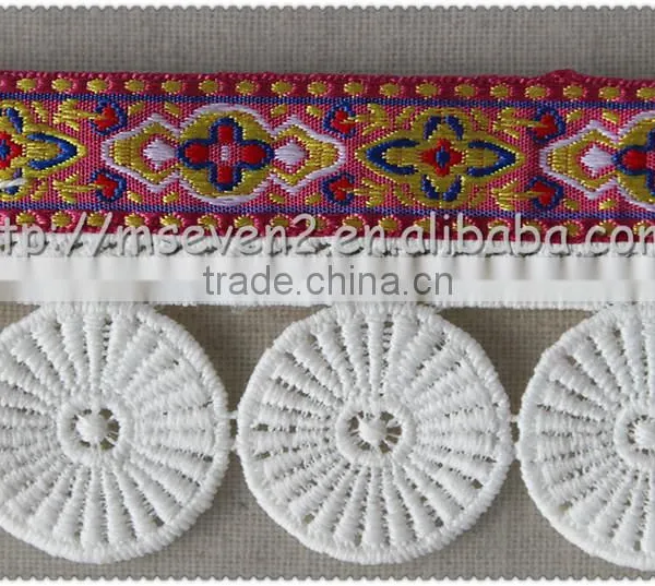 Hot Selling Fringed Polyester Jacquard Tape, Jacquard Tape Trim With Round Tassel for Garment photo-5