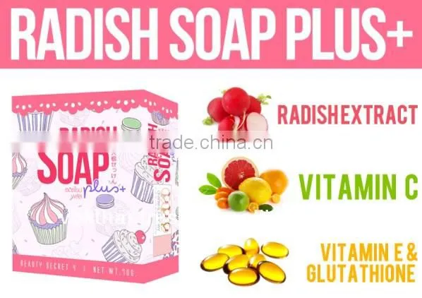 RADISH SOAP PLUS GLUTATHIONE, VITAMIN C & E FOR ELIMINATING ANY SPORTS ON YOUR LEGS