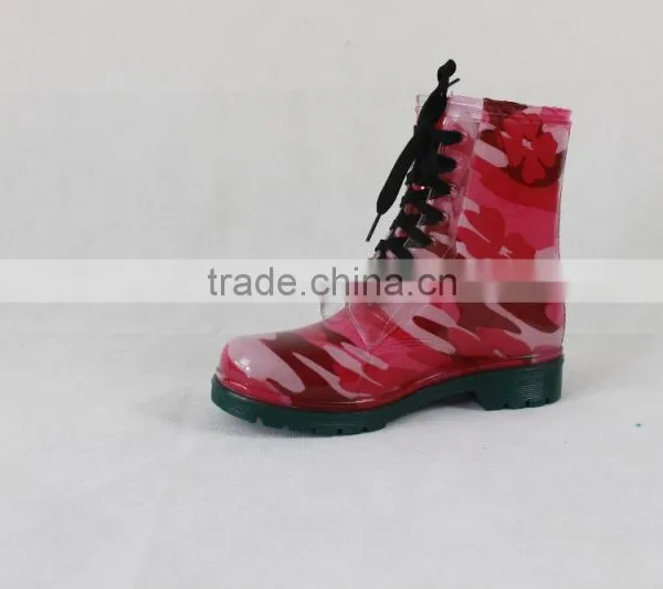 2016 Women Fashion Cheap Martens Plastic PVC Rain Boots With Shoelace photo-6
