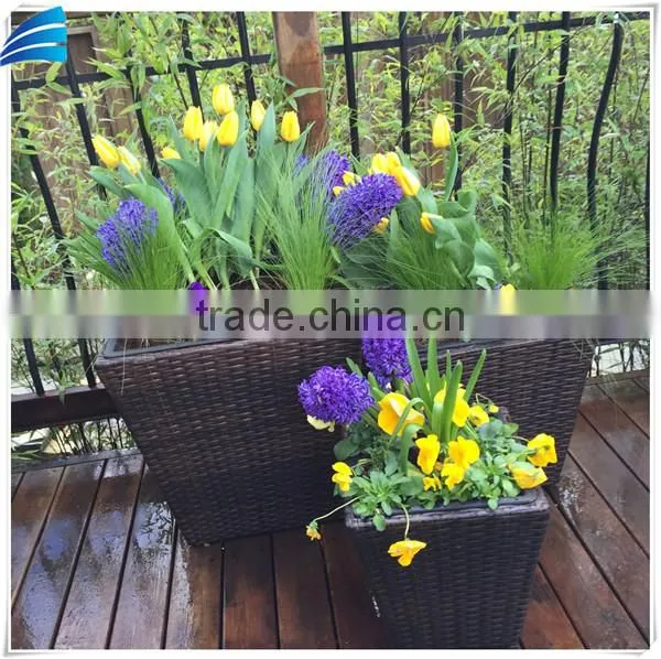 Indoor/Outdoor Beaufiful Square Rattan Wicker Planter Box (Set of 3) photo-2