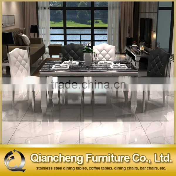 Fancy Marble Top Dining Table Set Living Room Furniture photo-3