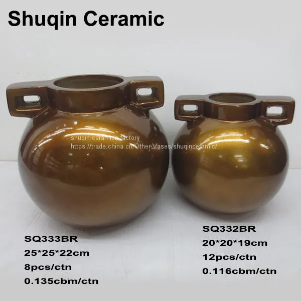 Round Vase Dolomite Vase Indoor Vase Table Vase Ceramic Vase for Home Decor photo-3