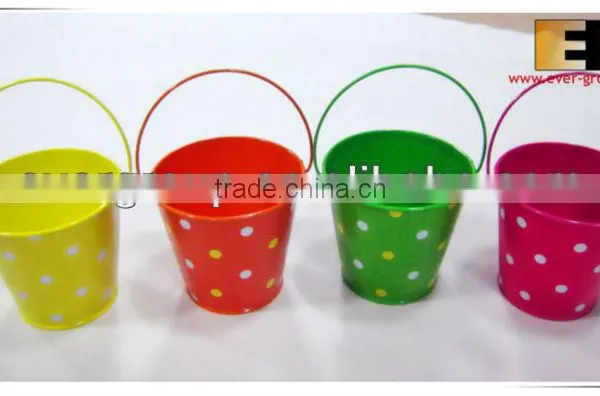 Zinc With Handle Printing Finished Round Shape Flower Pot photo-2