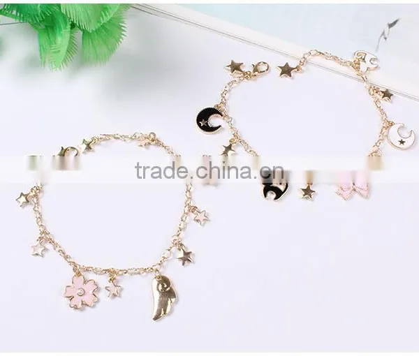 Cat Bowknot Star Moon Gold Charms Bracelet Gold Chain Bracelet photo-2