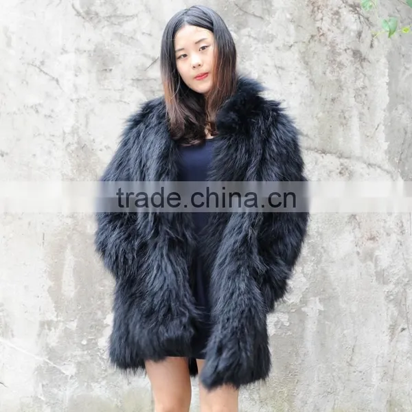 CX-G-A-91B Real Raccoon Fur Soft Women Hand Knitted Fur Jacket photo-2