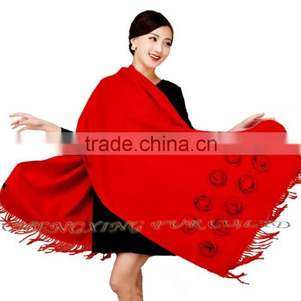 CX-B-P-36C Fur Decora Fashion Italian Cheap Cashmere Pashmina Scarf photo-2
