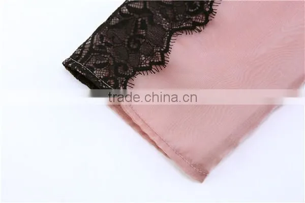 2015 Latest Half Sleeve Lace Patch Silk Light Simple Chiffon Maxi Dress photo-2