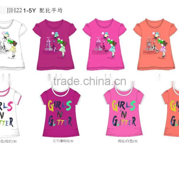 Wholesale Stocklot Girl t Shirt Branded Short Sleeve Chidren Top photo-2