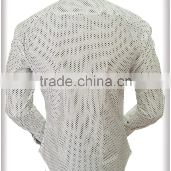 White Polka With Folder Pocket Contrast Collar Stand Casual Shirt Refreshing photo-4