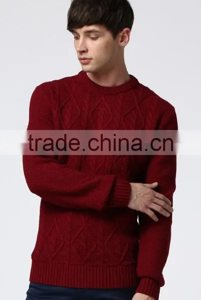 Mans Round Colloar Cable Knit Pattern Pullover Sweater With High Quality photo-2