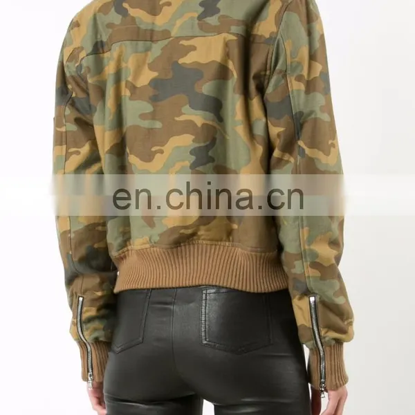 Women's Arm With Pockets Camouflage Bomber Jacket photo-5