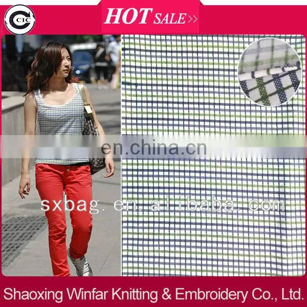 Checked Design Printed Knitting Nylon Rayon Spandex Jersey Fabric for Garment