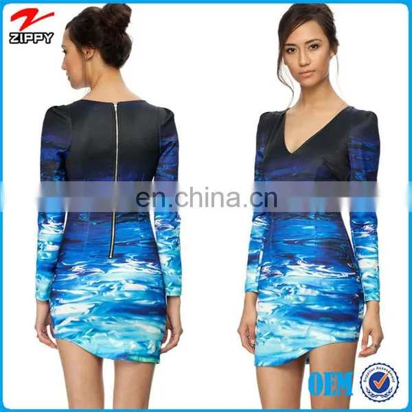 Long Sleeve Fashion Woman 3D Printing Dress