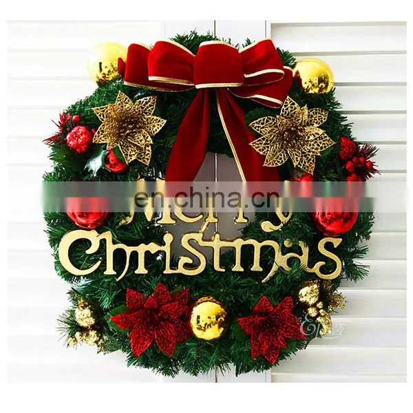 A039 Christmas Wreaths Berries Red Fruit Bow Knots Ornaments Window Arrangement Door Hanging Green Garland Christmas Gifts photo-2