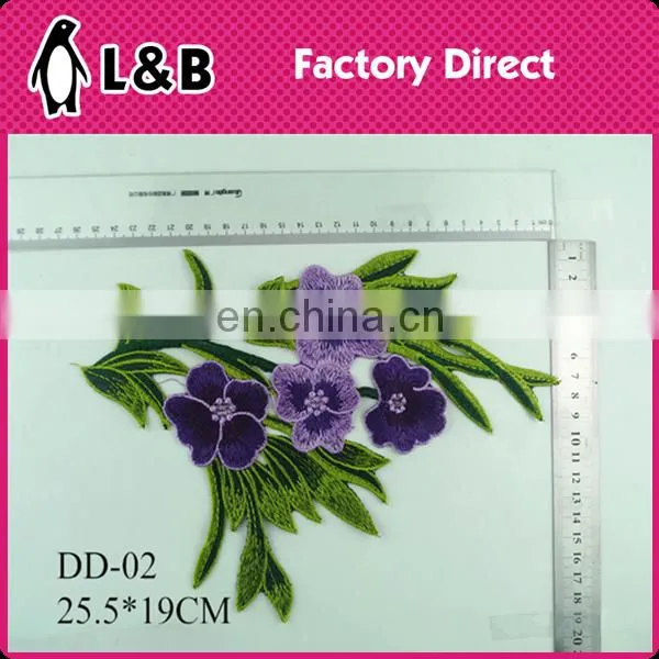 DD-07 Wholesale Latest Embroidery Designs Yellow Free Flower Necklace Sew-on Flower Embroidery Patch for Clothes photo-3