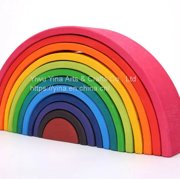 Wooden Rainbow Peg Dolls Wood Rainbow Stacker photo-3