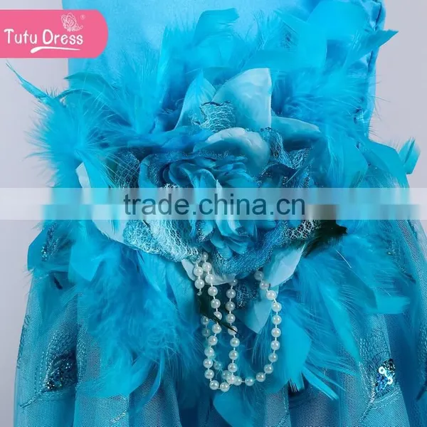 The Sky Blue Princess Dress for Girls Peacock Tutu Dress photo-4