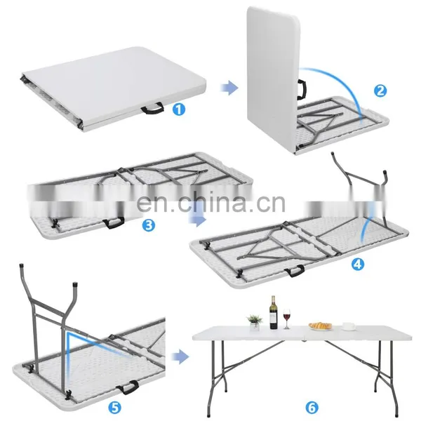 Factory Direct Selling Sturdy Rust Resistant Bar Banquet Plastic Folding Tables and Chairs for Events Outdoor Table photo-4