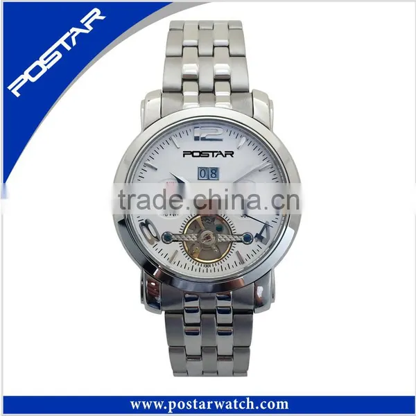 Classic Men's Black Leather Dial Skeleton Mechanical Sport Army Wrist Watch photo-3