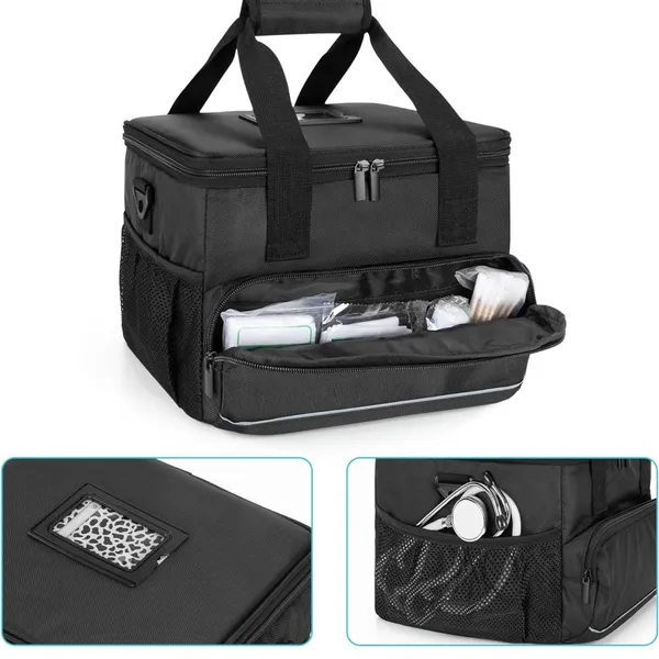 The Insulated Medical Bag With Adjustable Dividers, Medical Supplies Water-Proof Case for Travel, Camping,Home,Black photo-2