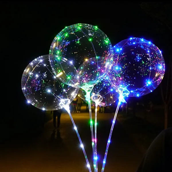 Cheap 18Inch Heart Colourful Lights Flashing Helium Merry Christmas Transparent Led Party Bobo Balloon With Handle Stick photo-4