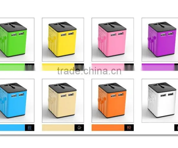 Pink Yellow Our Own Patent World Universal AC Power Converter Travel Adapter Plug EU US UK AU All in One photo-5