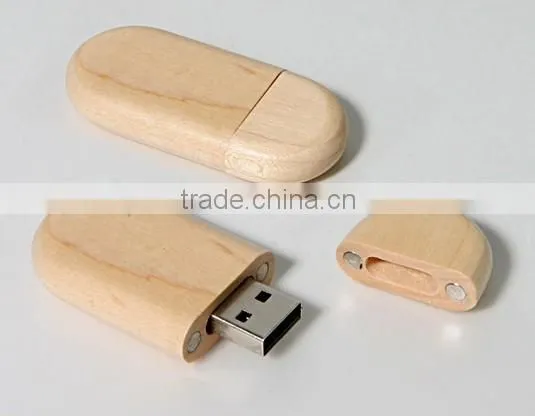 Eco Friendly Ellipse Star Drive Wood Body With Magnetic Cap Wood Finish USB