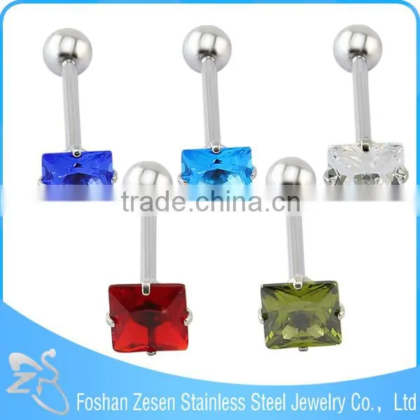 Medical Steel Synthetic Opal Piercings Body Jewelry Round Shaped Tongue Ring photo-6
